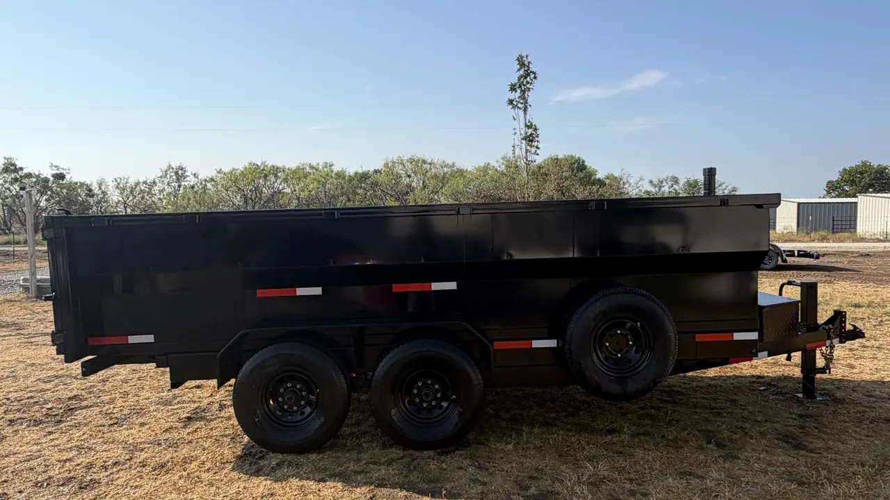 APEX 16' × 3' Dump trailer — side profile with the three-foot sides.