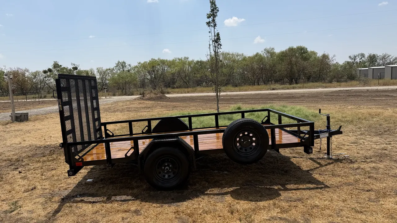 APEX 12' Utility trailer — side profile with the ramp gate stowed.
